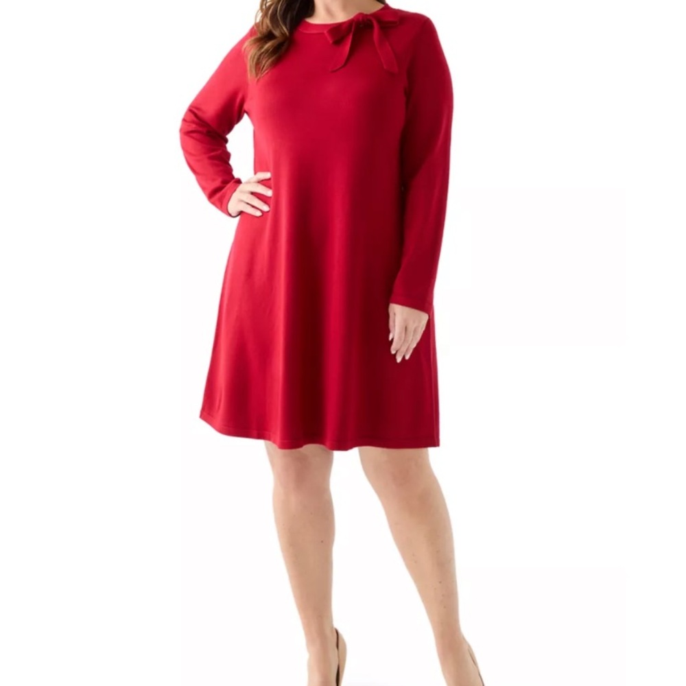 Robbie Bee Red Long Sleeve Dress
